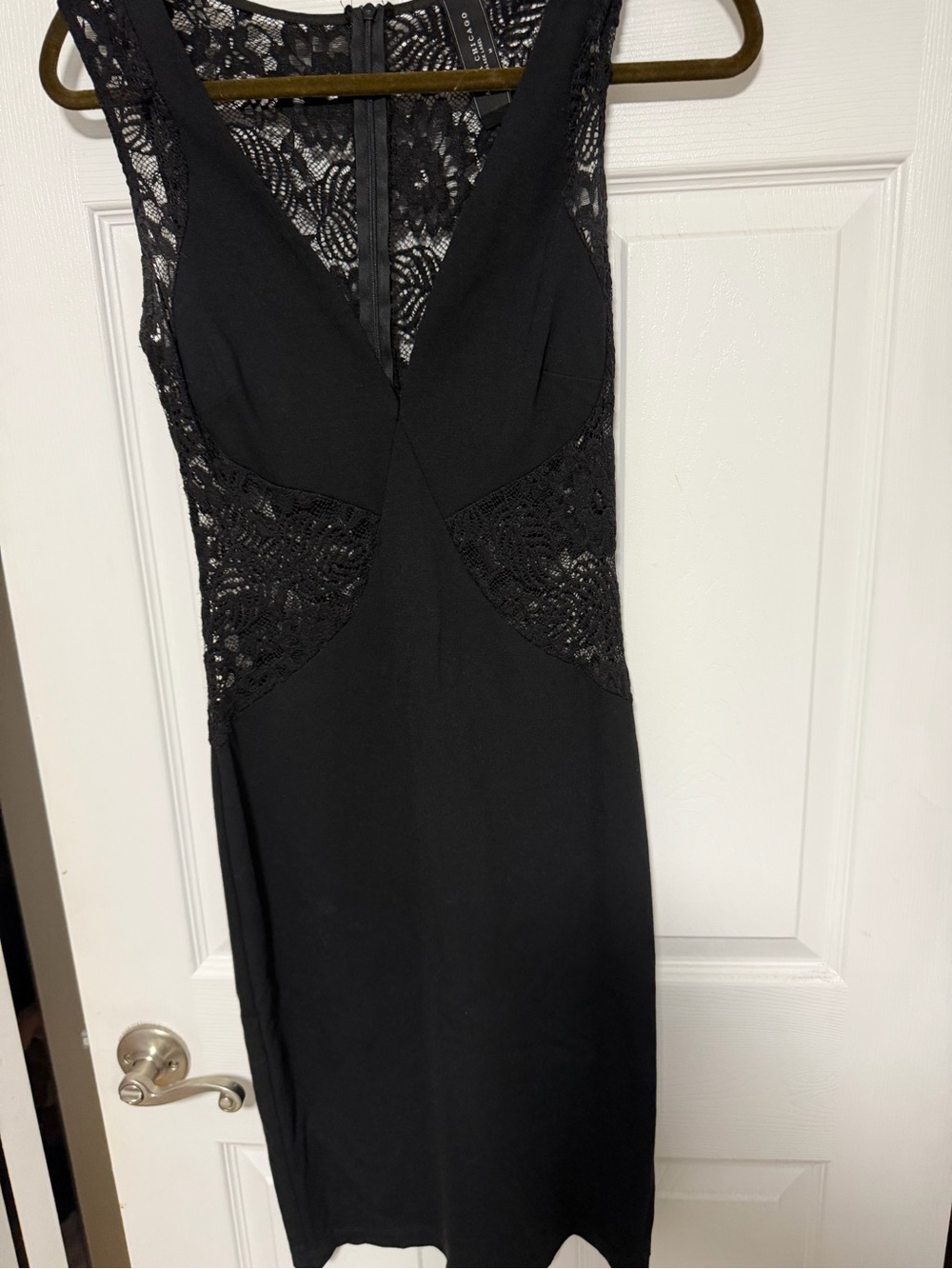 AKIRA Black Lace-Panel Midi Dress